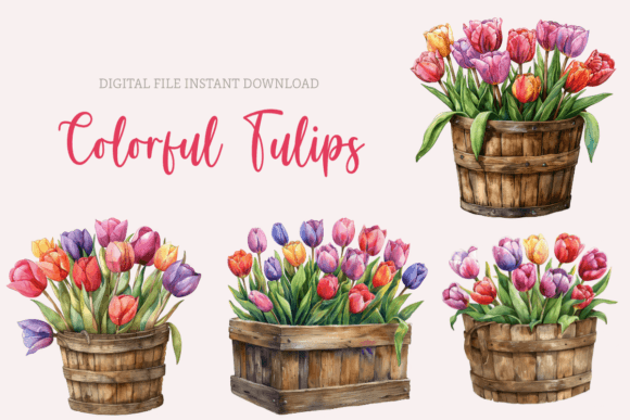 Download Watercolor Tulips Clipart Spring Flowers - Spring flower Collection