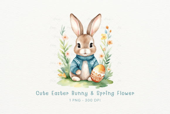 Download Watercolor Easter Bunny Spring Flower - Premium Resources