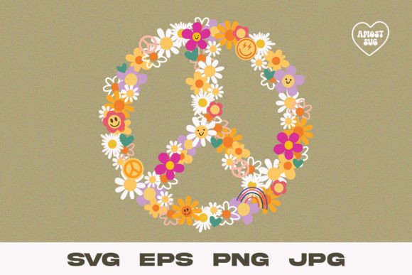 Download Retro Flower - Peace Sign - Peace Collection
