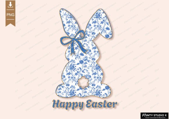 Download Happy Easter PNG, Blue Floral Chinoiseri - Happy easter png Collection
