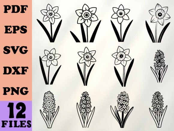 Download Black and White Spring Flowers Vector Se - Spring flower Collection
