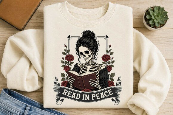 Download Read in Peace Gothic Skeleton Reader PNG - Peace Collection