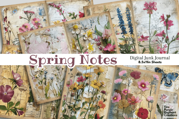 Download Floral Spring Flower Field Junk Journal - Spring flower Collection